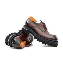 Load image into Gallery viewer, Derby Shoes Chunky 6cm heel boost Wine red
