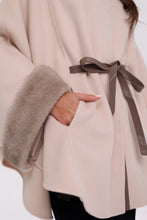 Load image into Gallery viewer, Genuine Mink Fur Double Face Wool Poncho
