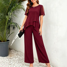 Load image into Gallery viewer, Women's Irregular Hem Top &amp; Wide Leg Pants Two-Piece Set
