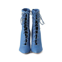 Load image into Gallery viewer, Rhinestone Chain Stiletto Pointed Toe : Ankle Boots
