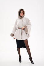 Load image into Gallery viewer, Genuine Mink Fur Double Face Wool Hooded Poncho
