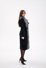 Load image into Gallery viewer, Genuine Silver Fox Virgin Wool Wrap Coat in Black

