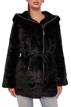 Load image into Gallery viewer, Mink-Effect Hooded Coat
