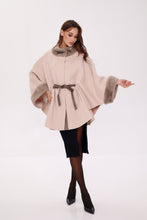 Load image into Gallery viewer, Genuine Mink Fur Double Face Wool Poncho
