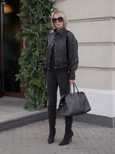 Load image into Gallery viewer, Marlowe Braided Genuine Leather Jacket in Black
