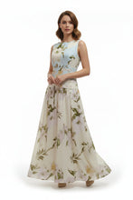 Load image into Gallery viewer, Women's Floral Print Sleeveless Backless Waist-Cinching Maxi Dress
