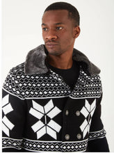 Load image into Gallery viewer, Lagos Red Exclusive Men&#39;s Black Patch Long Sweaters | Fur Collar LS84
