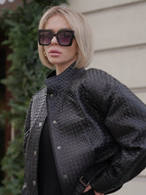 Load image into Gallery viewer, Marlowe Braided Genuine Leather Jacket in Black
