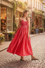 Load image into Gallery viewer, Women's Retro Plaid Sleeveless A-Line Maxi Dress – Fitted Waist Pleated Sundress

