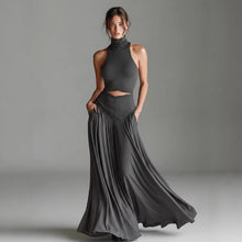 Load image into Gallery viewer, Women's Sleeveless High-Neck Top &amp; Elegant Long A-Line Dress Two-Piece Set
