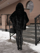 Load image into Gallery viewer, Genuine Scandinavian Mink Fur Poncho with Fully Lined Mink Hood

