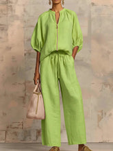Load image into Gallery viewer, Women's Casual Loose Zipper Round Neck Wide-Leg Pants Set
