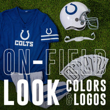 Load image into Gallery viewer, Franklin Sports NFL Youth Football Uniform Set for Boys &amp; Girls - Includes Helmet, Jersey &amp; Pants with Chinstrap + Numbers Indianapolis Colts Medium - # BOAA12110001
