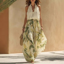 Load image into Gallery viewer, Floral Print 2-Piece Set – Sleeveless Vest Top &amp; Wide-Leg Pants, Women's Casual Co-ord
