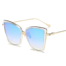 Load image into Gallery viewer, Big Cat Eye Sunglasses Women Black Mirror Sun Glasses
