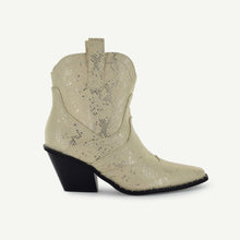 Load image into Gallery viewer, ISABEL: WESTERN BOOTIE - OFF-WHITE SNAKE
