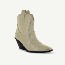 Load image into Gallery viewer, ISABEL: WESTERN BOOTIE - OFF-WHITE SNAKE
