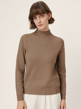 Load image into Gallery viewer, Premium Cashmere Blend Hand-Finished Seamless Mock Neck Ribbed Sweater RHEA
