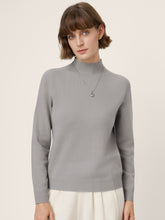 Load image into Gallery viewer, Premium Cashmere Blend Hand-Finished Seamless Mock Neck Ribbed Sweater RHEA
