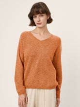 Load image into Gallery viewer, Mongolian Cashmere &amp; Mulberry Silk Seamless Ribbed Trim V-Neck Sweater TESSA
