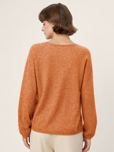 Load image into Gallery viewer, Mongolian Cashmere &amp; Mulberry Silk Seamless Ribbed Trim V-Neck Sweater TESSA
