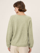 Load image into Gallery viewer, Mongolian Cashmere &amp; Mulberry Silk Seamless Ribbed Trim V-Neck Sweater TESSA
