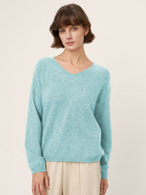 Load image into Gallery viewer, Mongolian Cashmere &amp; Mulberry Silk Seamless Ribbed Trim V-Neck Sweater TESSA
