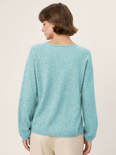 Load image into Gallery viewer, Mongolian Cashmere &amp; Mulberry Silk Seamless Ribbed Trim V-Neck Sweater TESSA
