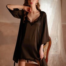 Load image into Gallery viewer, Minimalist Pink &amp; Black Lace Silky Lingerie Set - Sizes S to 6XL
