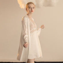 Load image into Gallery viewer, Luxurious Lace Satin Bridal Lingerie Set with Nightgown &amp; Robe - 7 Colors Next Day Shipping
