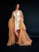 Load image into Gallery viewer, Tulle Ruffled Sleeves Layered Fringe Long Robe Dress
