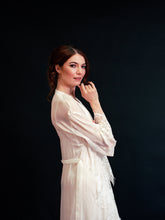 Load image into Gallery viewer, Silky Chiffon Trimmed Lace Long Lingerie Robe with Nightgown
