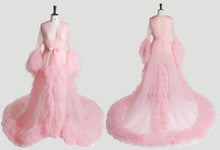 Load image into Gallery viewer, Tulle Ruffled Sleeves Fringe Multi-Color Custom Robe Dress for Theme Photo Shoot
