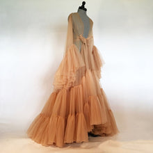 Load image into Gallery viewer, Tulle Ruffled Sleeves Layered Fringe Long Robe Dress
