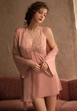 Load image into Gallery viewer, Luxurious Lace Satin Bridal Lingerie Set with Nightgown &amp; Robe - 7 Colors Next Day Shipping
