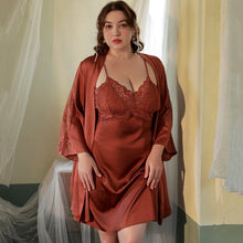 Load image into Gallery viewer, Luxurious Lace Satin Bridal Lingerie Set with Nightgown &amp; Robe - 7 Colors Next Day Shipping
