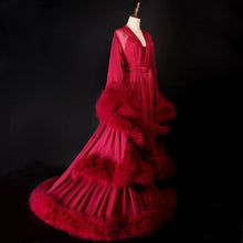 Load image into Gallery viewer, 2-Layer Thick Feather Tulle Robe Set – Luxury Photoshoot / Holiday Glam Gown (Multi-Color)
