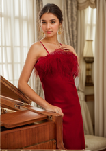 Load image into Gallery viewer, Luxury Ostrich Feather Silky Satin Long Nightgown
