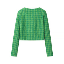 Load image into Gallery viewer, Emerald Green Tweed-Style Short Jacket For Women, SoHo, BYMANYC New York.
