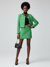 Load image into Gallery viewer, Emerald Green Tweed-Style Short Jacket For Women, SoHo, BYMANYC New York.
