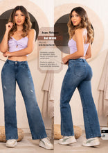 Load image into Gallery viewer, W-338 100%  Authentic Colombian Push Up Jeans (Tummy Control, Mid Rise, Wide Leg, Boyfriend Jeans)
