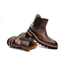 Load image into Gallery viewer, Espresso Brogue Lug Sole Chelsea
