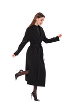 Load image into Gallery viewer, Cambridge Comfort Wraparound Wool Cashmere Coat in Black
