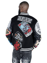 Load image into Gallery viewer, F1005 Love Scars Varsity Jacket - Black
