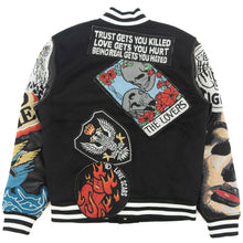 Load image into Gallery viewer, F1005 Love Scars Varsity Jacket - Black
