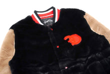 Load image into Gallery viewer, F1010 Marc Rabbit Fur Varsity Jacket - Black
