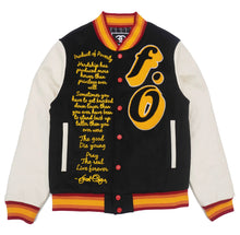 Load image into Gallery viewer, F1026 Product of Poverty Varsity Jacket - Black
