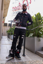 Load image into Gallery viewer, F1044 Cashay Tapestry Denim Jacket - Black
