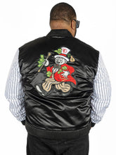 Load image into Gallery viewer, F1047 Earners League Satin Varsity Jacket - Black
