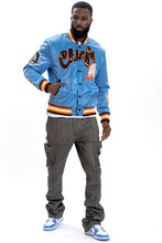 Load image into Gallery viewer, F1057 Chiefs Satin Varsity Jacket - Blue
